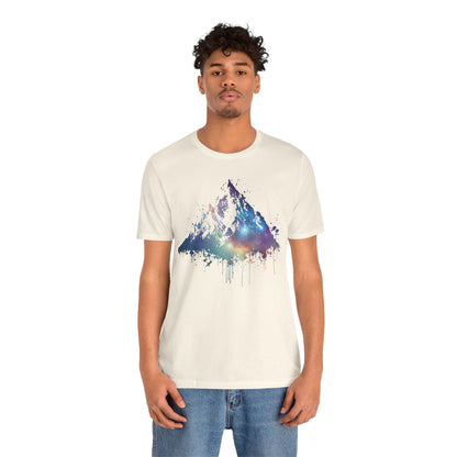 Space Mountain Watercolor Tee — Colorful Drip Peak Graphic T-Shirt