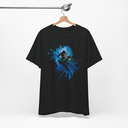 Watercolor Skateboarder T-Shirt — Blue Splash Graphic Tee