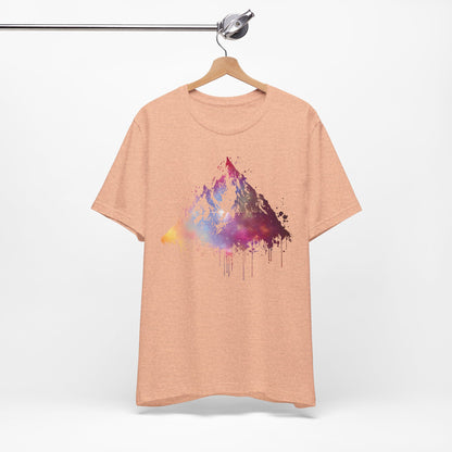 Space Mountain Watercolor Tee — Colorful Drip Peak Graphic T-Shirt