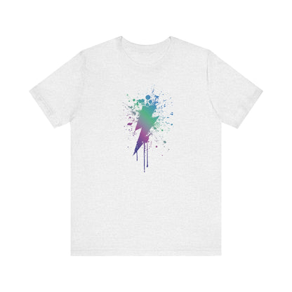 Lightning Bolt Paint-Splash T-Shirt — Colorful Graffiti Graphic Tee