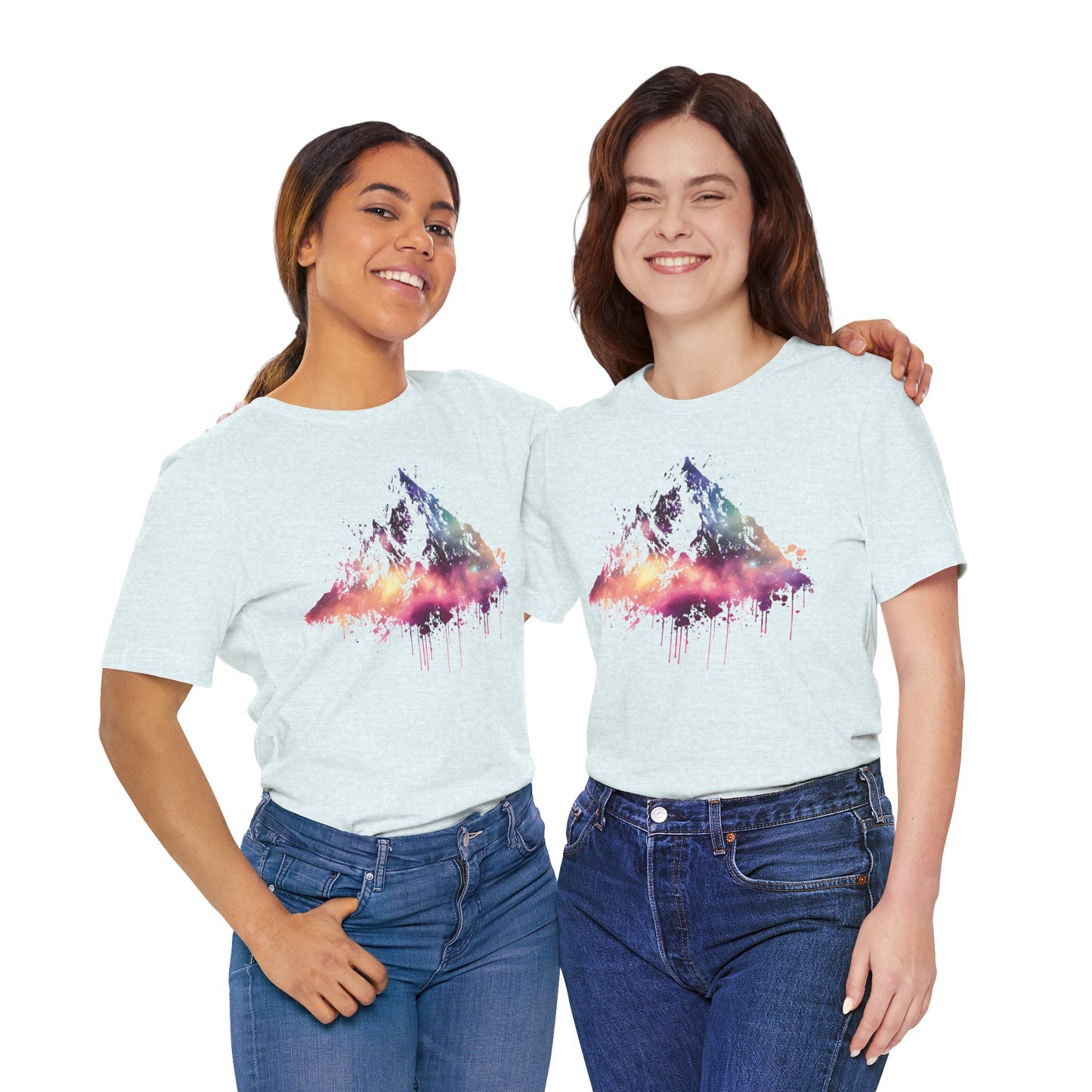 Space Mountain Watercolor Tee — Colorful Drip Peak Graphic T-Shirt