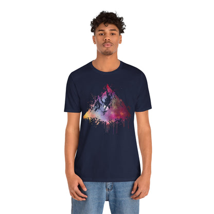 Space Mountain Watercolor Tee — Colorful Drip Peak Graphic T-Shirt