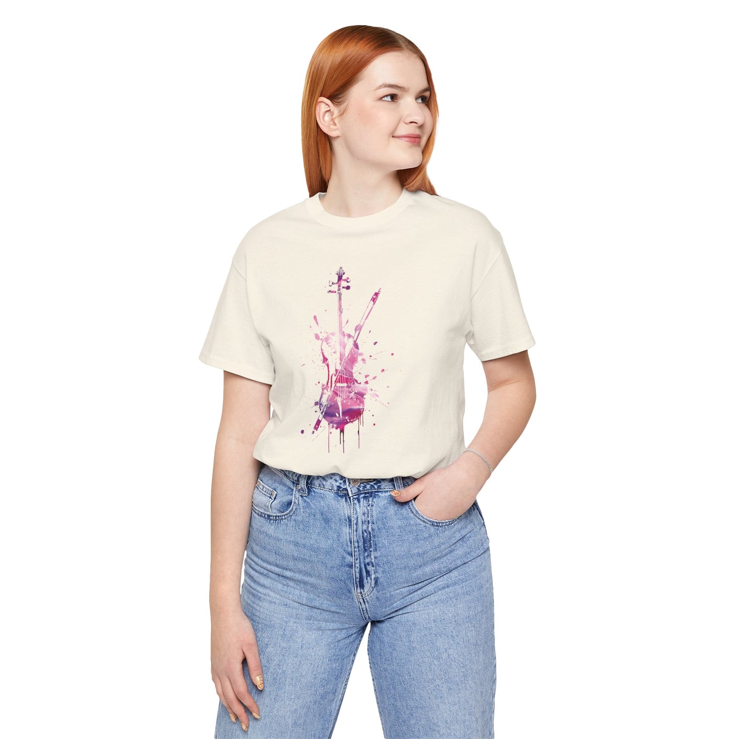 T-Shirt — Pink Watercolor Violin/Cello Graphic Tee