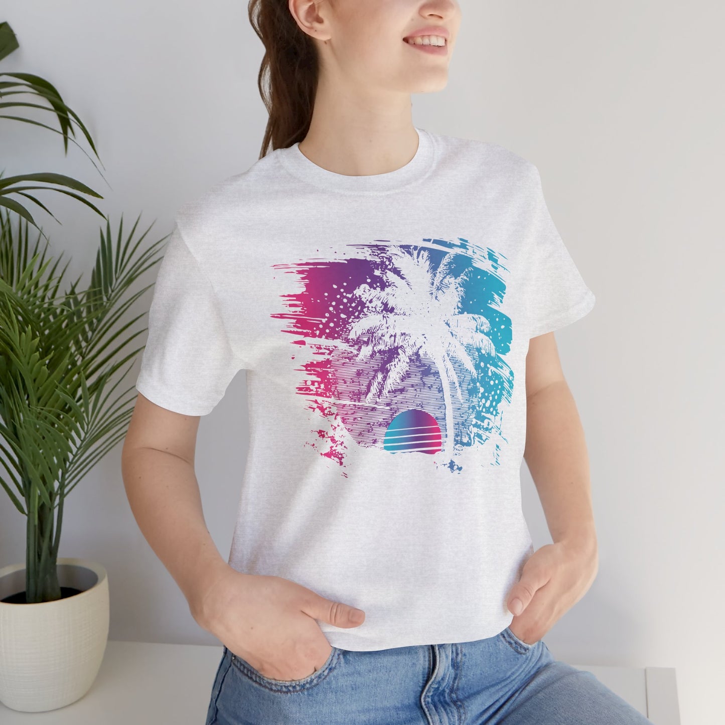 Retro Palm Sunset Tee — Vintage Beach Palm Tree T-Shirt