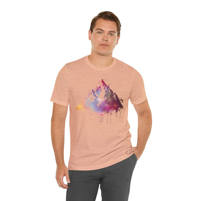 Space Mountain Watercolor Tee — Colorful Drip Peak Graphic T-Shirt