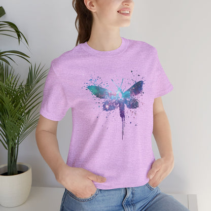 Galaxy Moth Graphic Tee - Watercolor Splatter Butterfly T-Shirt