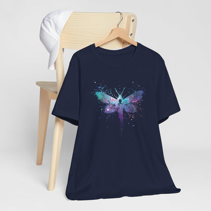 Galaxy Moth Graphic Tee - Watercolor Splatter Butterfly T-Shirt