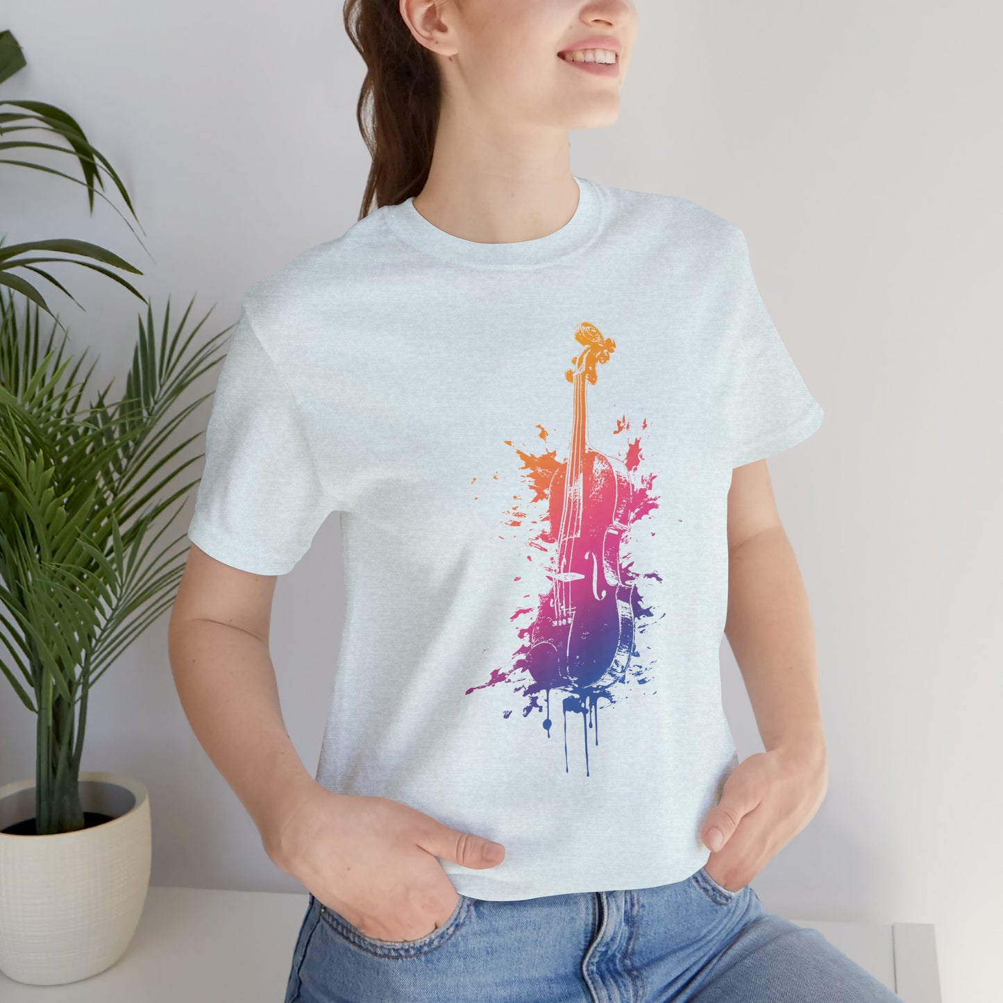 Colorful Violin Splash T-Shirt — Watercolor Musician Tee for Violinists & Music Lovers